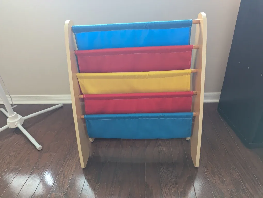 Kids Sling Bookshelf - Blue, Red, Yellow