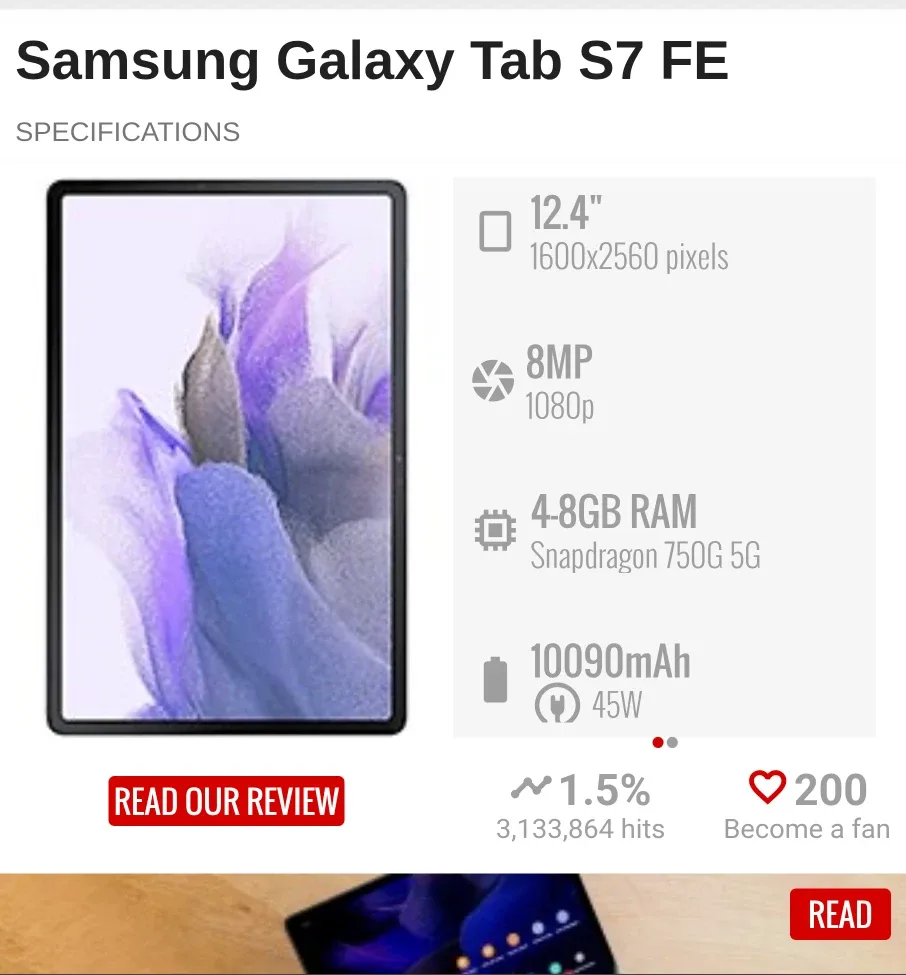 Samsung Galaxy Tab S7 FE - Like New! image indicator(3)