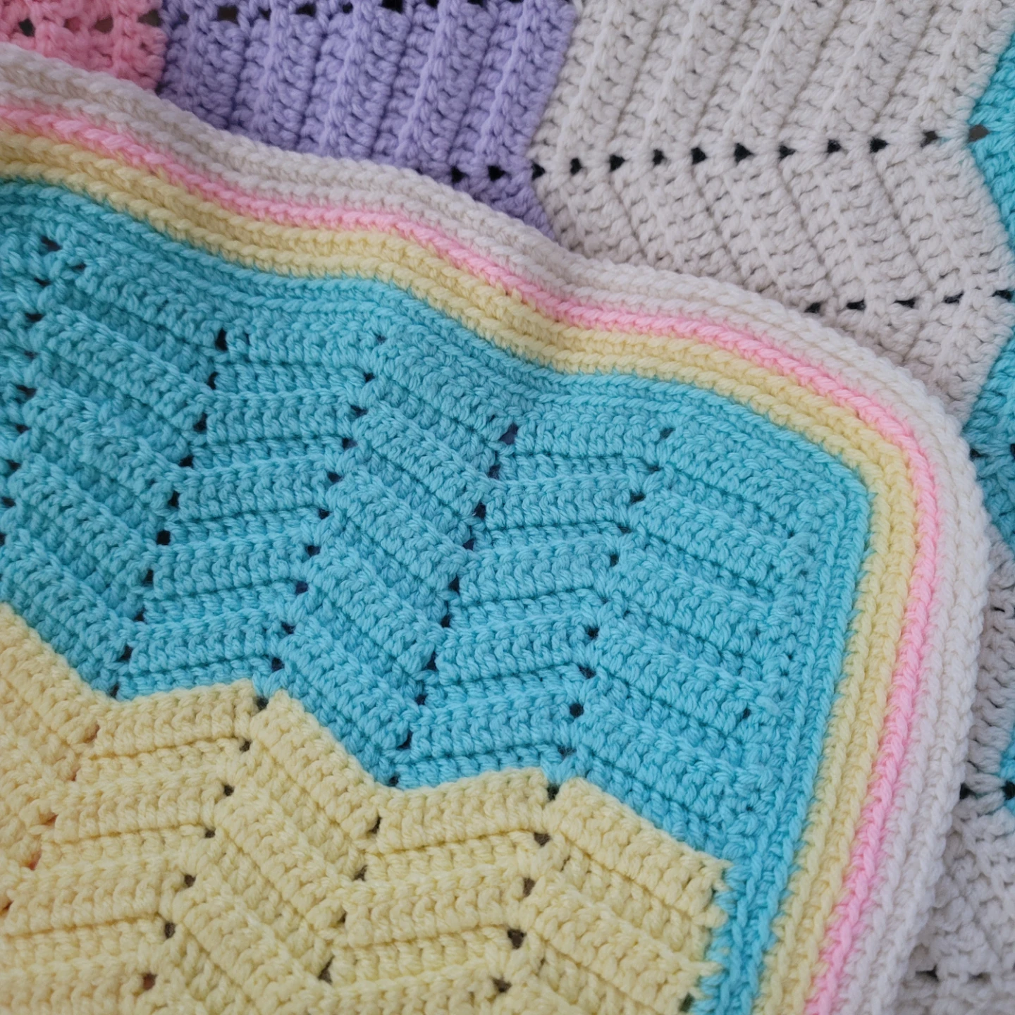 Handmade Crochet Pastel Blanket 60" × 60" - photo 2