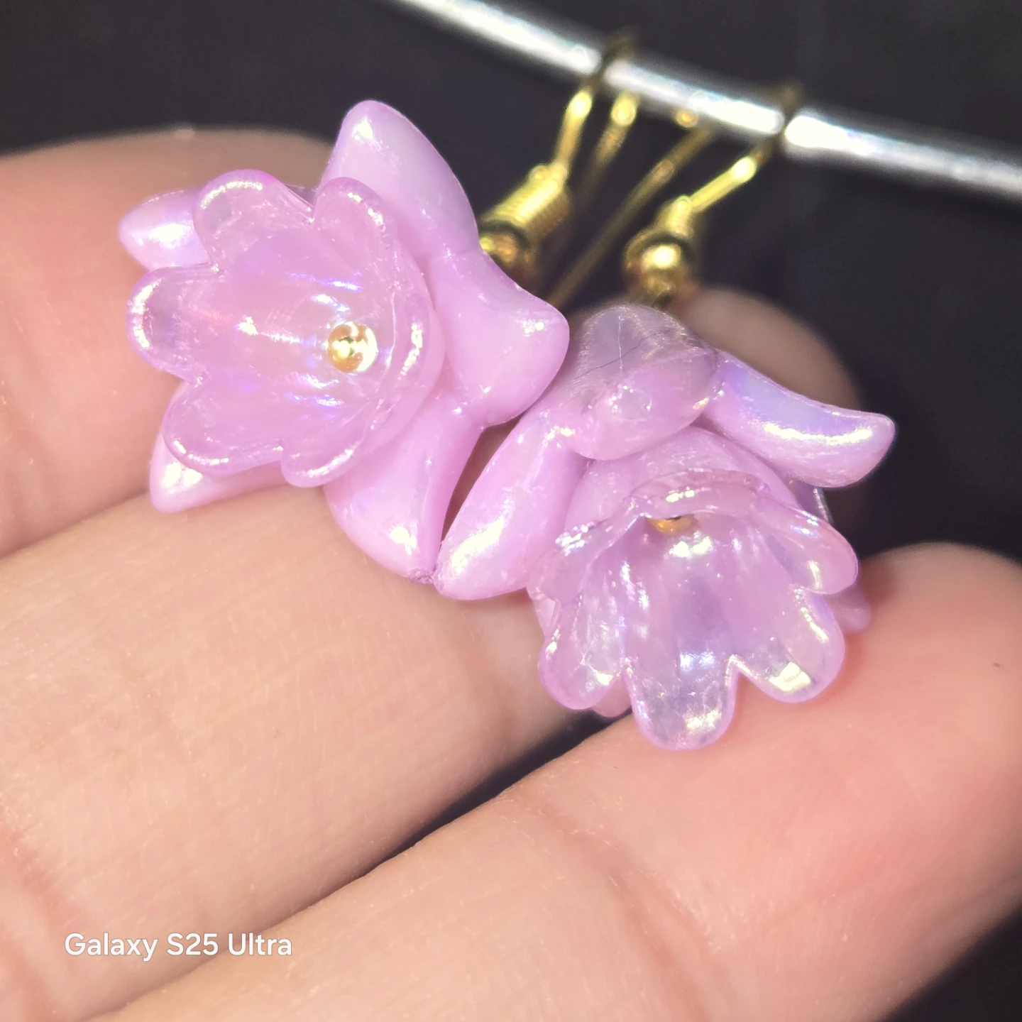 Flower Drop Earrings - Light Purple
