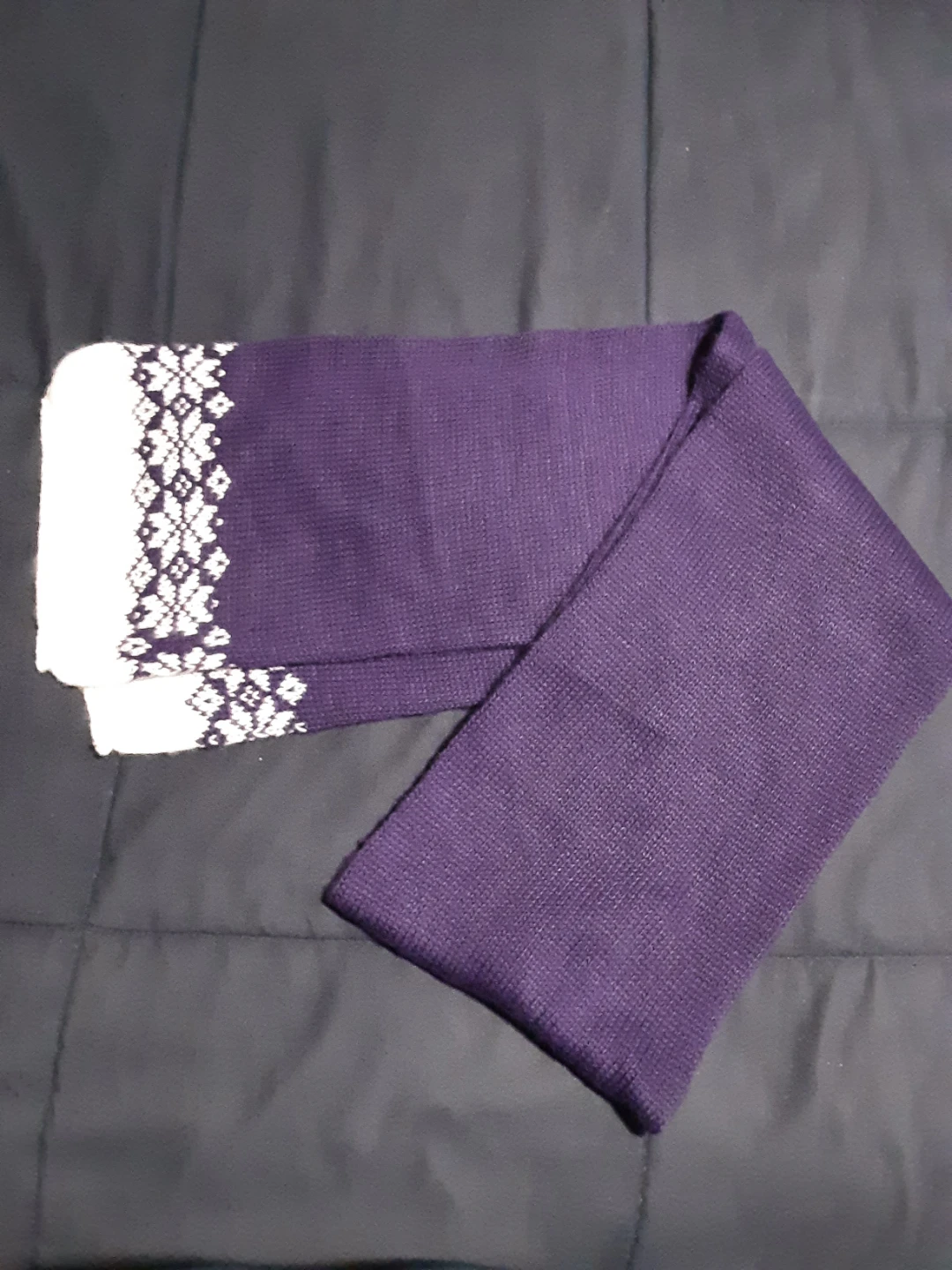 Purple Scarf with White Snowflake Pattern