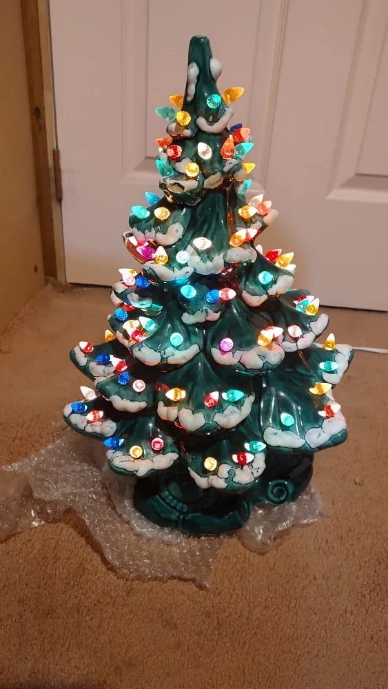 Vintage Ceramic Christmas Tree with Lights