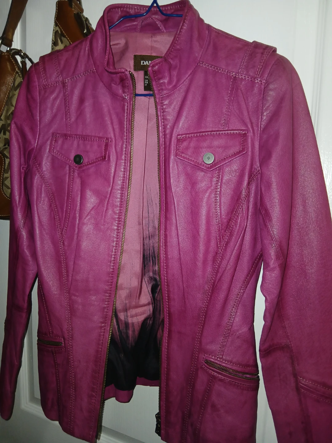 Danier Purple Leather Jacket Size 3XS