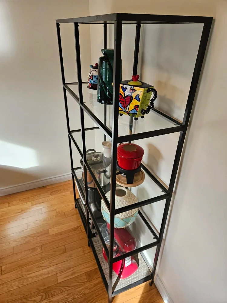 Black Metal & Glass Shelving Unit image indicator(2)