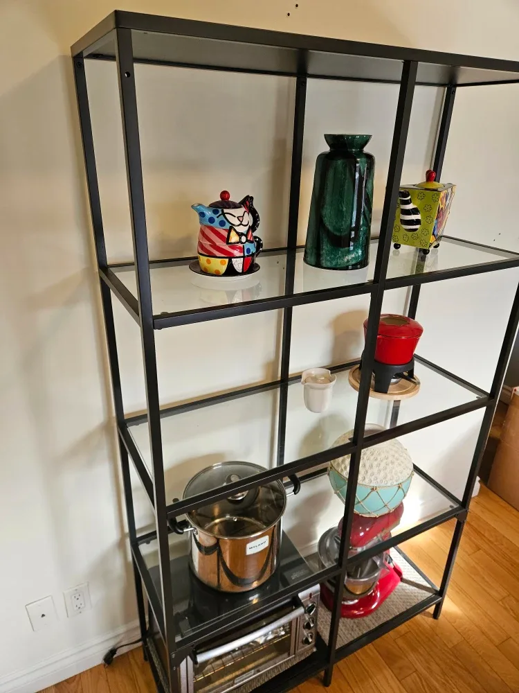 Black Metal & Glass Shelving Unit image indicator(3)