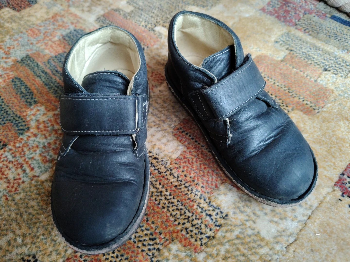 Saturno Black Leather Baby Shoes
