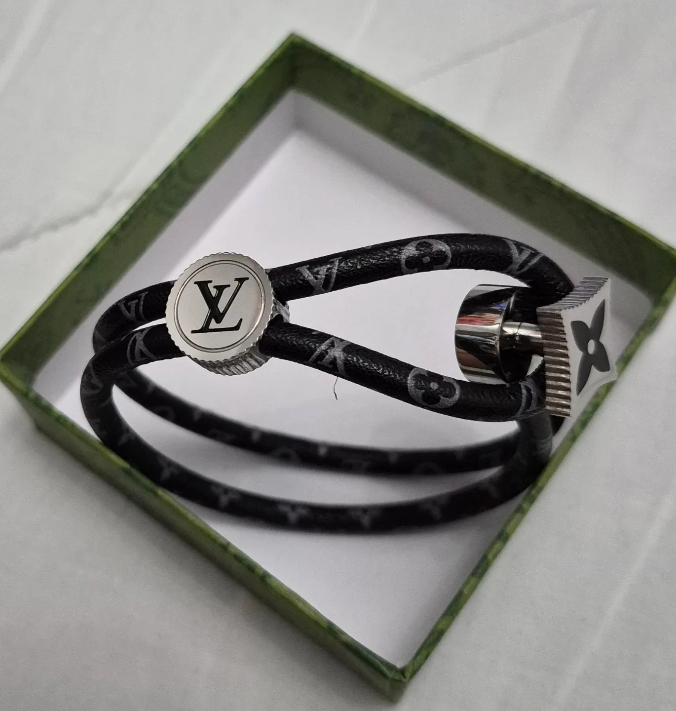 Louis Vuitton Black Leather Bracelet