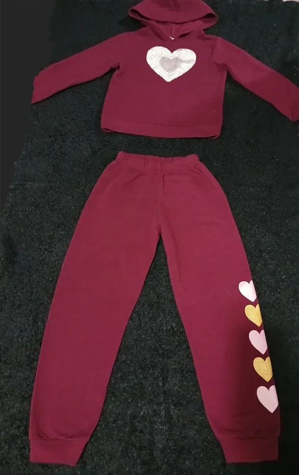 Burgundy Heart Hoodie & Pants Set
