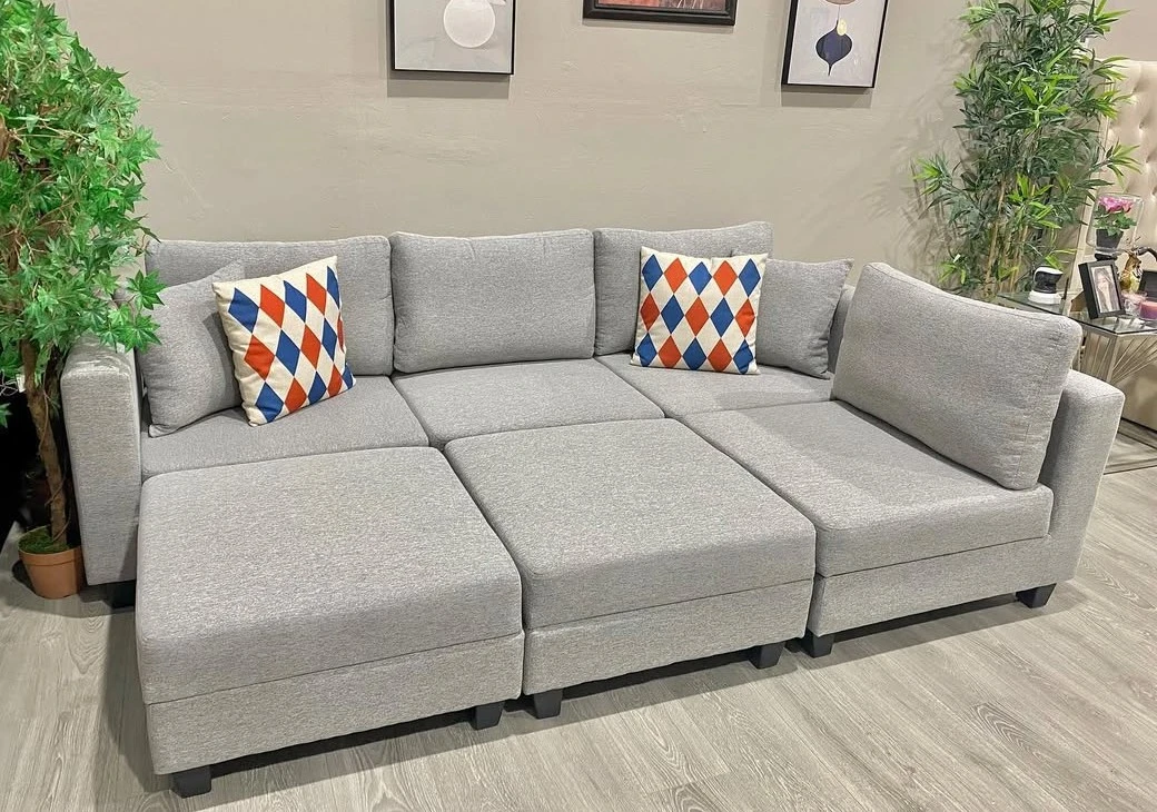 Grey Modular Sectional Sofa with storage - photo 3