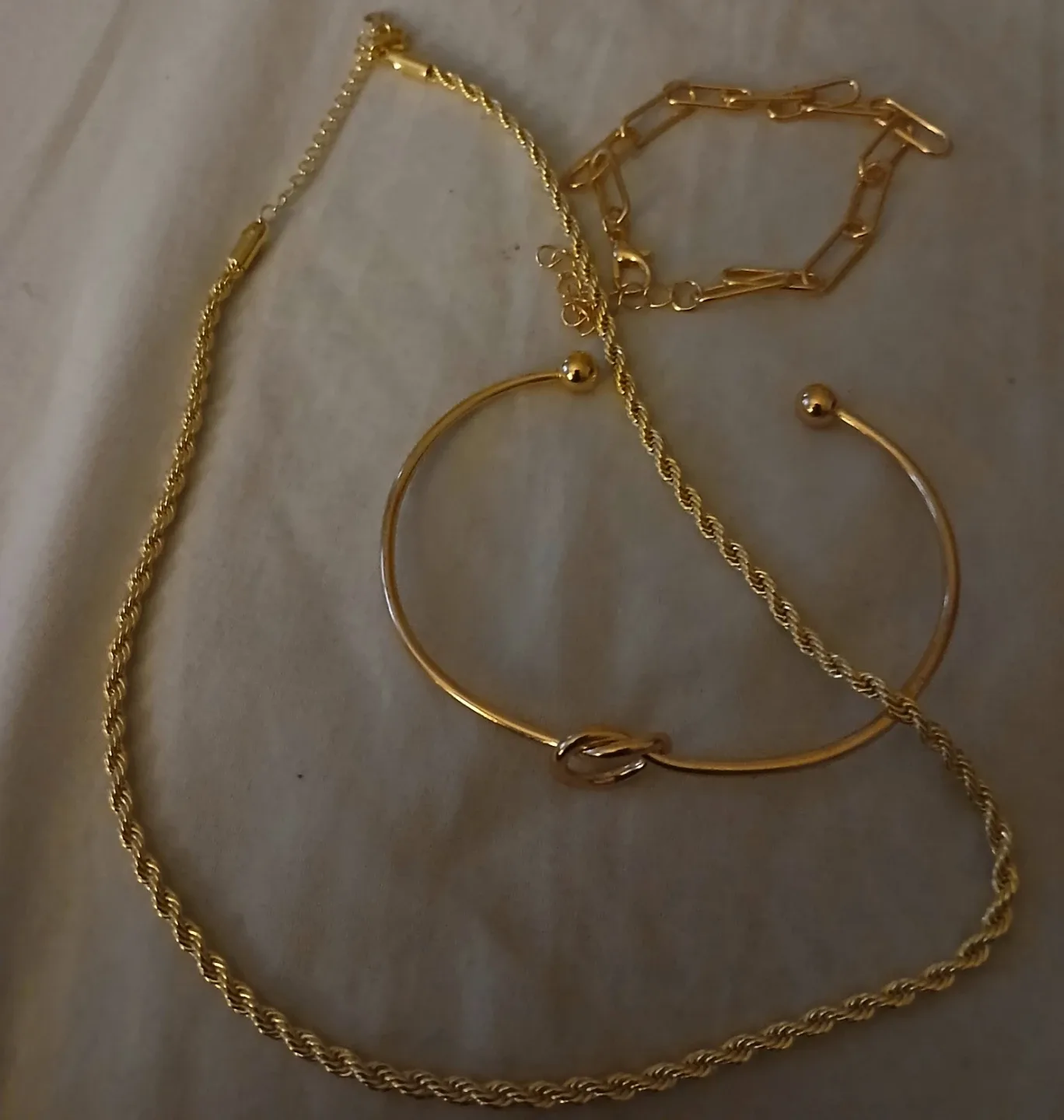 Gold-toned Necklace, Bangle & Bracelet Set