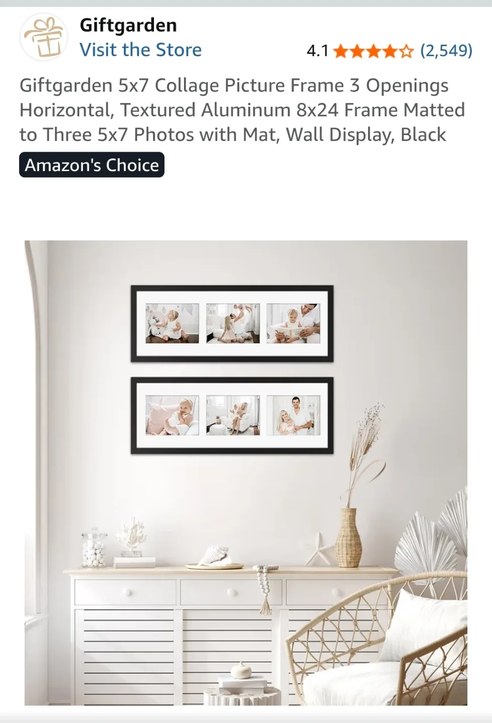 2 Picture Frames - Black 5x7 Collage