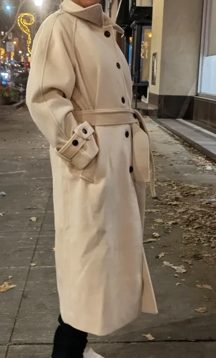 Beige Trench Coat with Belt