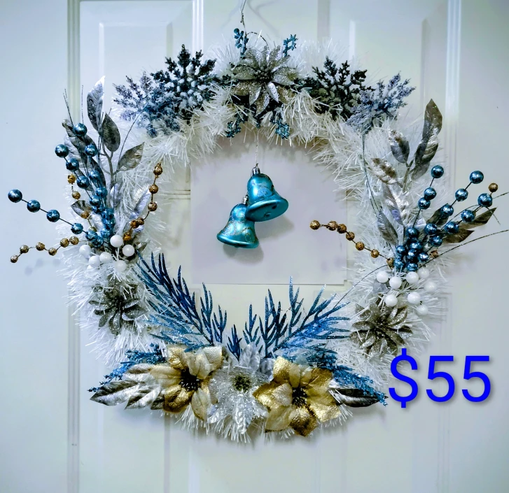 Festive Winter Wreath - Blue & Silver - photo 3