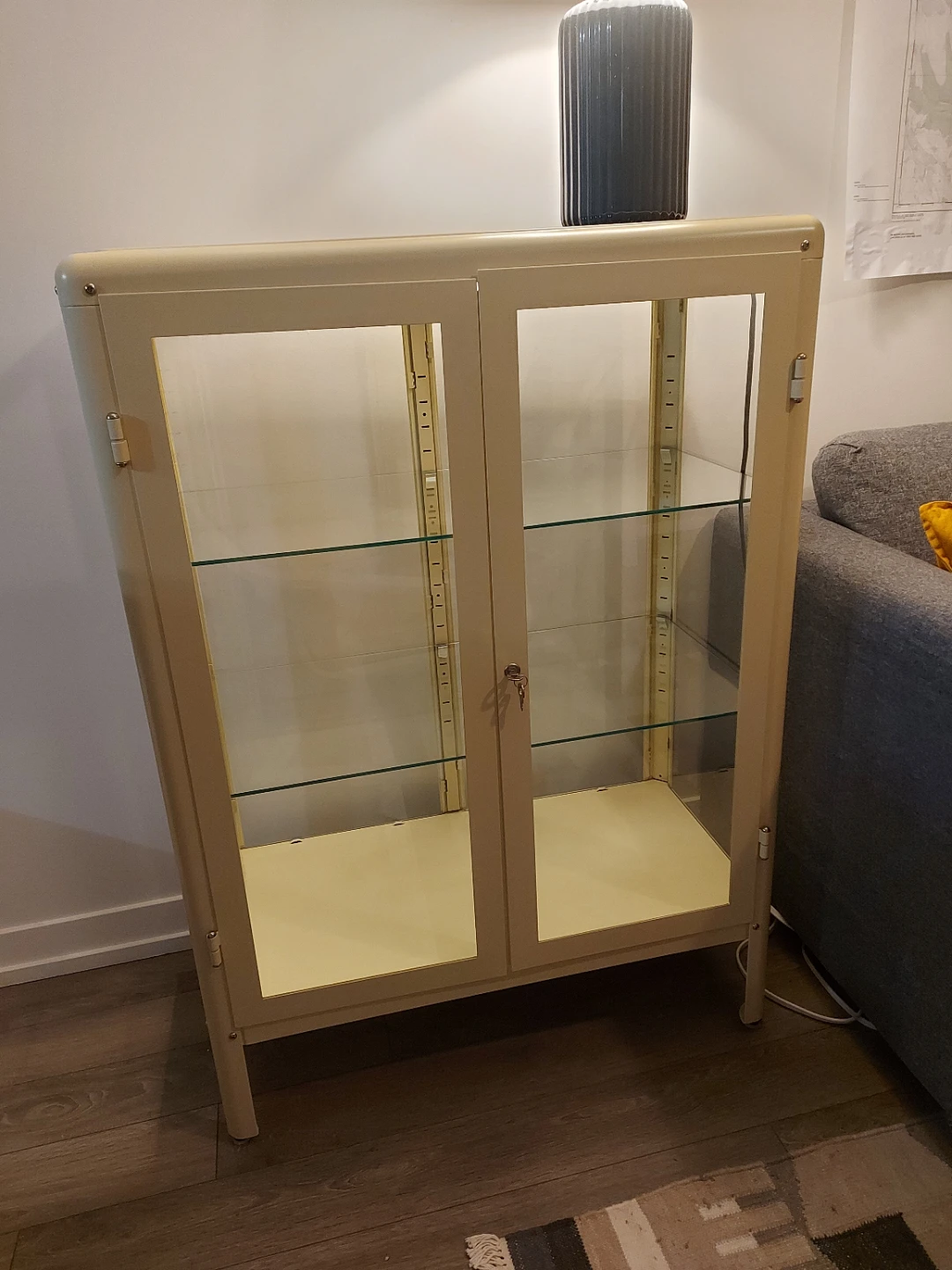 Ikea Fabrikor glass display cabinet yellow