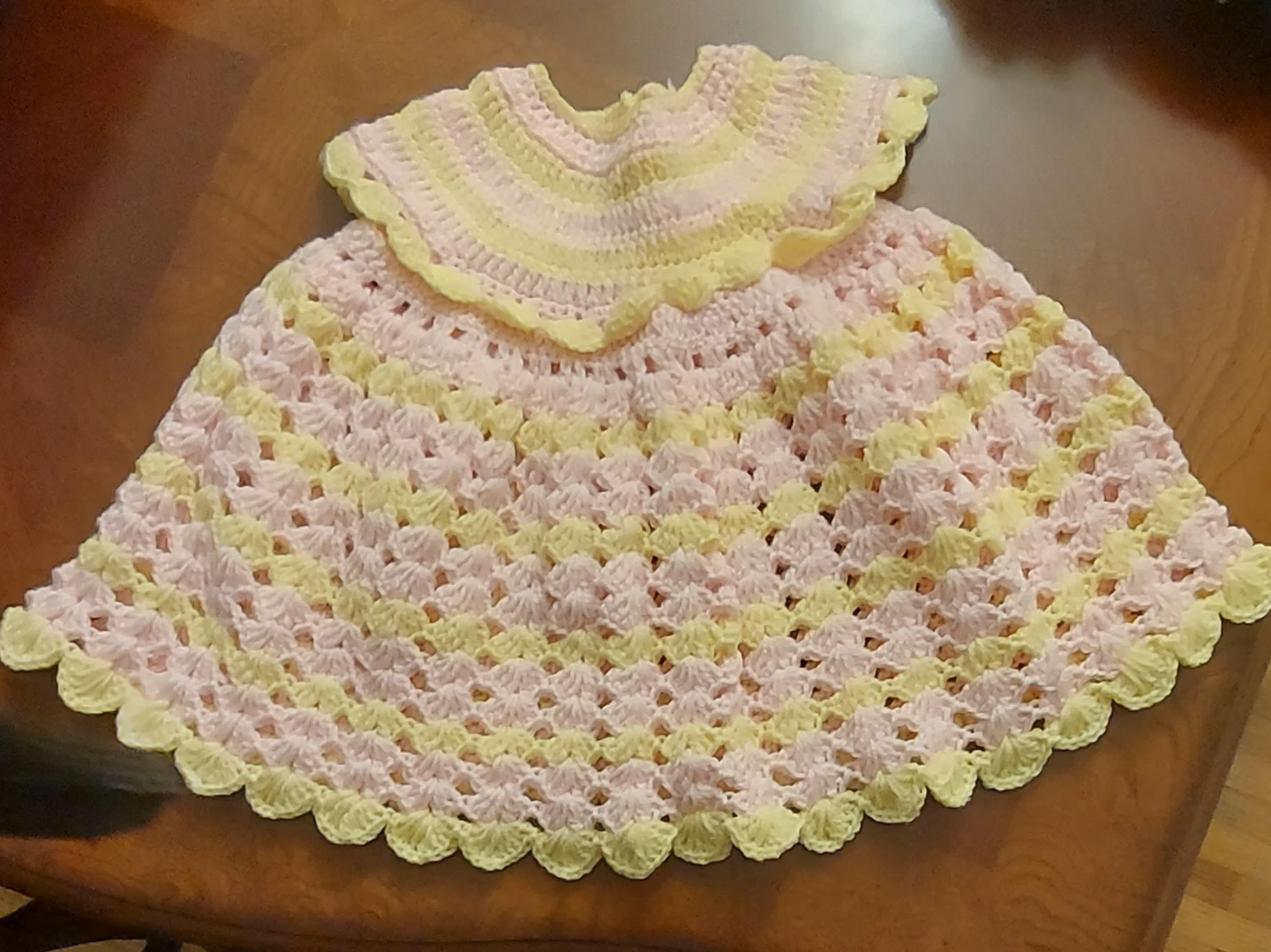 Handmade Crocheted Baby Dress - Pink & Yellow