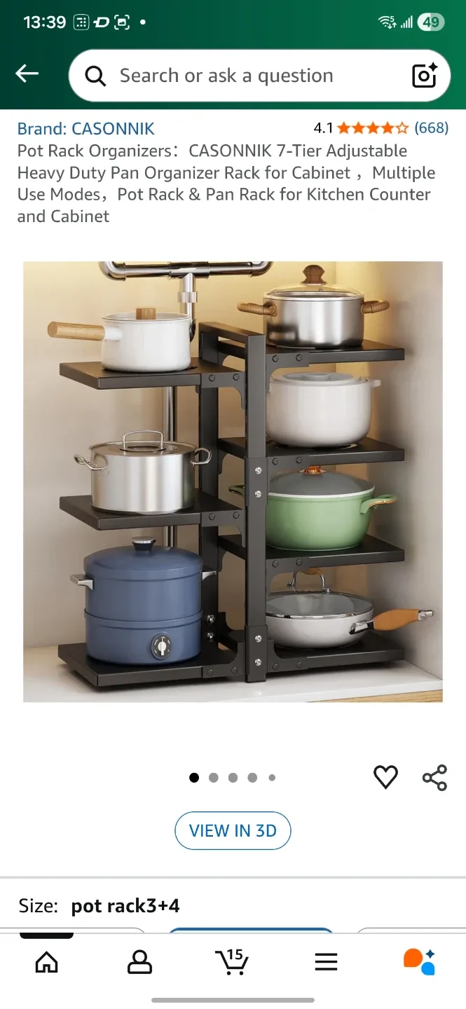 CASONNIK 7-Tier Pot Rack Organizer - NEW