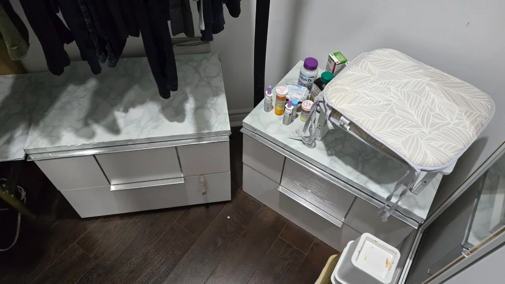 Pair of White Nightstands with Marble Top image indicator(3)