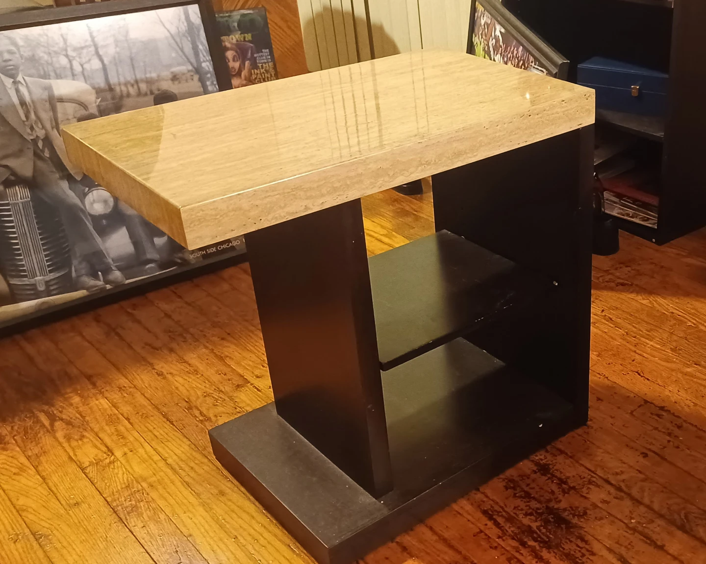 Side Table with Shelf - Beige & Black - photo 2