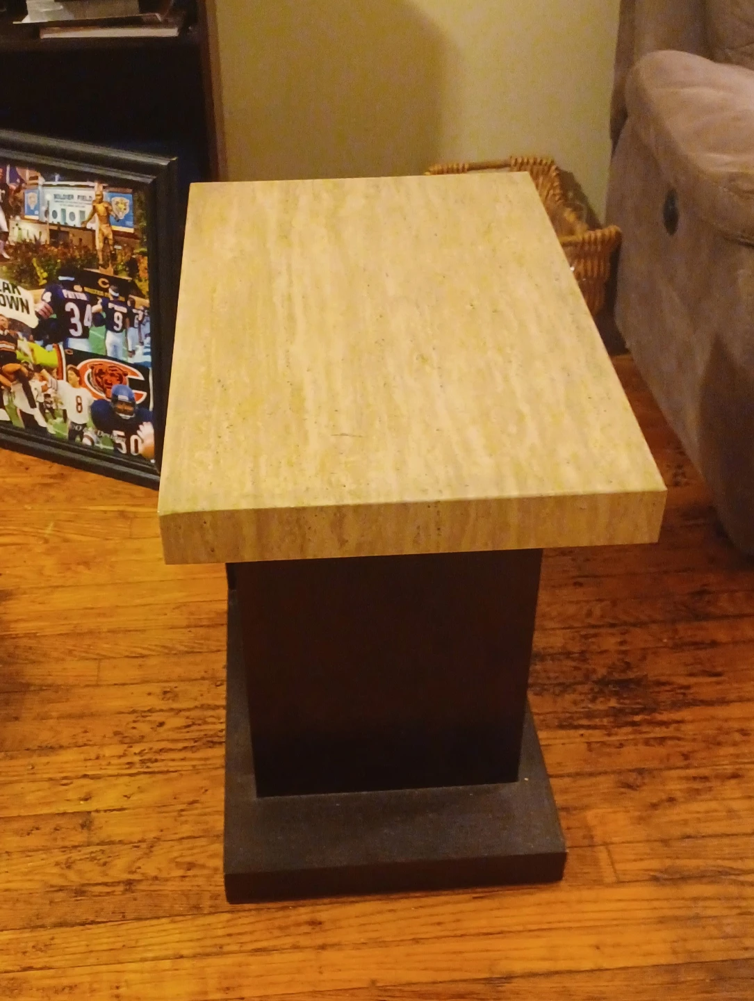 Side Table with Shelf - Beige & Black - photo 4