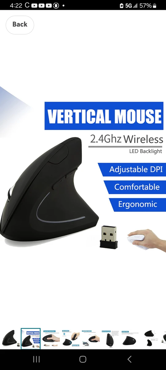 2.4Ghz Wireless Vertical Mouse - Ergonomic Design