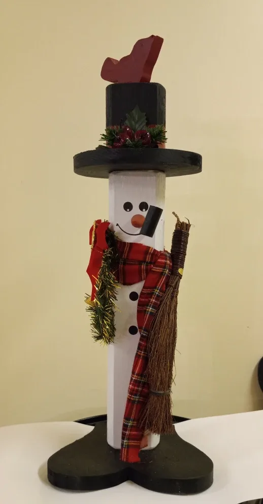 Wooden standing snowman