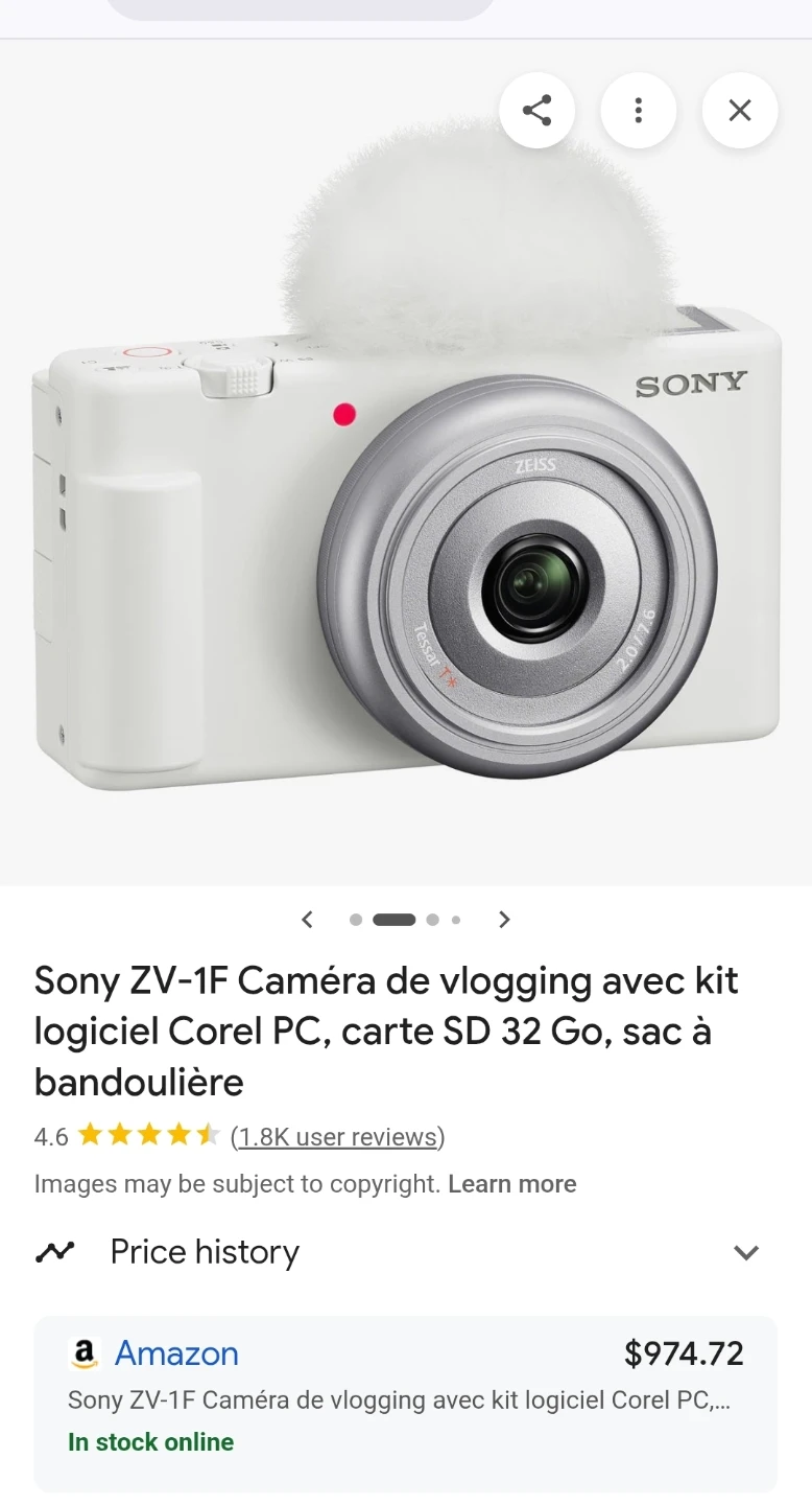 Sony ZV-1F Digital Camera - White