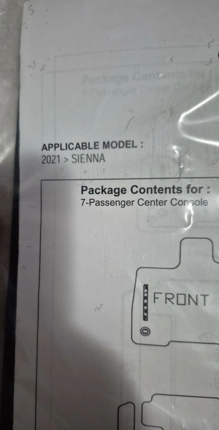 Toyota Sienna 2021+ Carpet Floor Mats - Black - For 7 Passengers