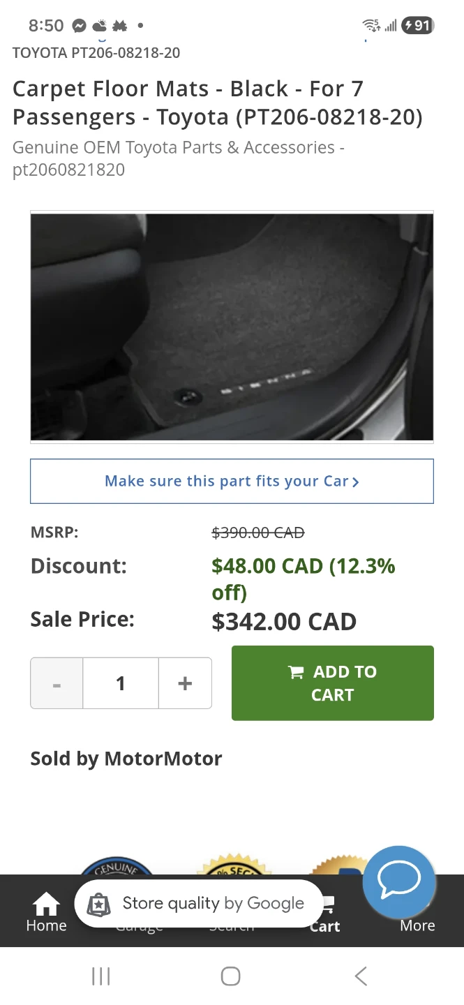 Toyota Sienna 2021+ Carpet Floor Mats - Black - For 7 Passengers - photo 3