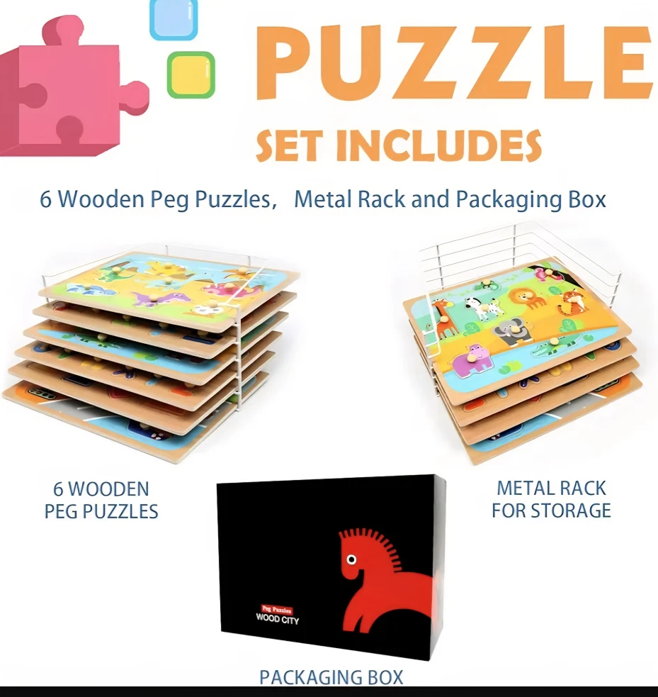 Peg Puzzles Wood City Set of 6 - photo 3