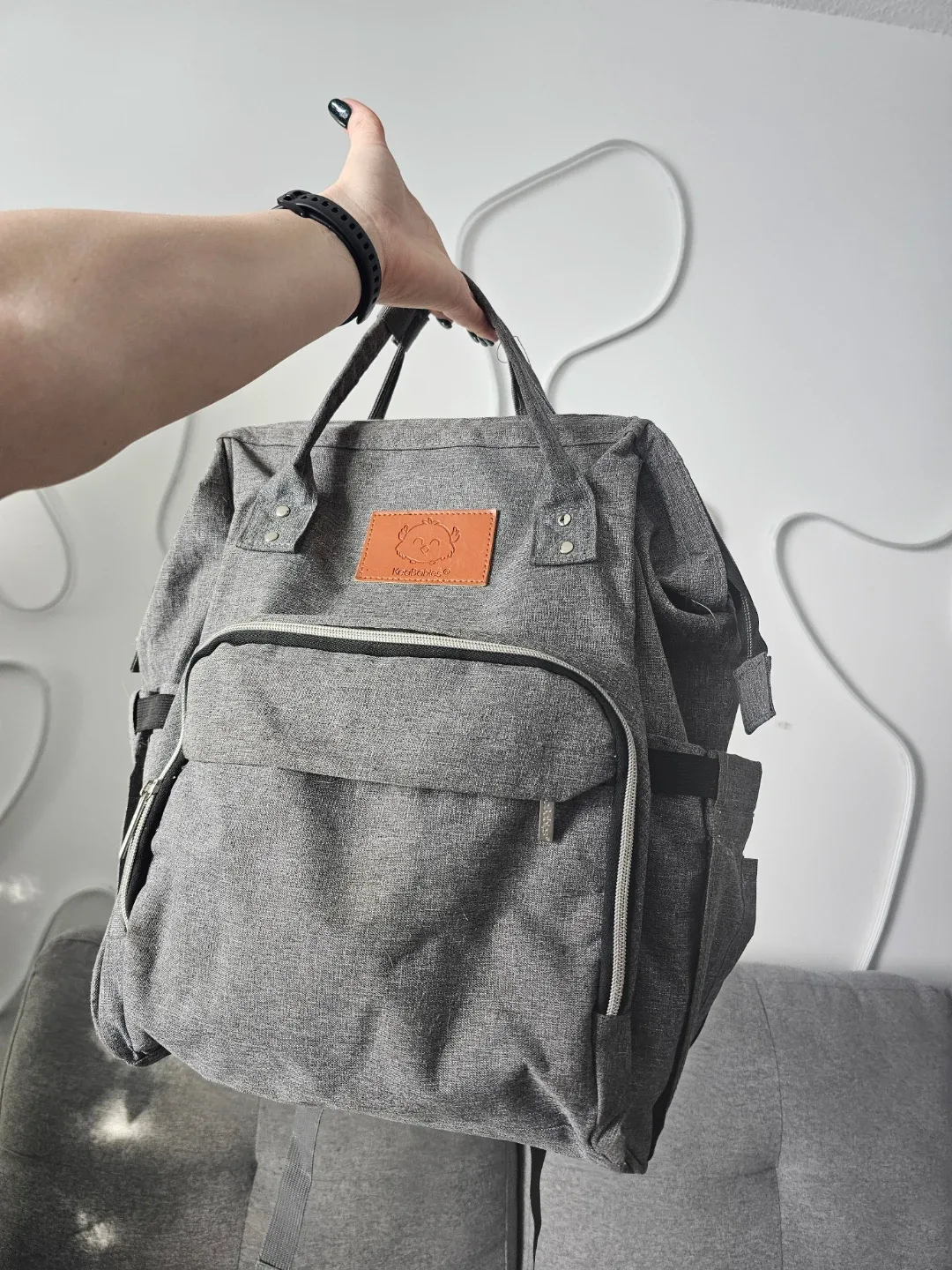 Grey Diaper Bag Backpack