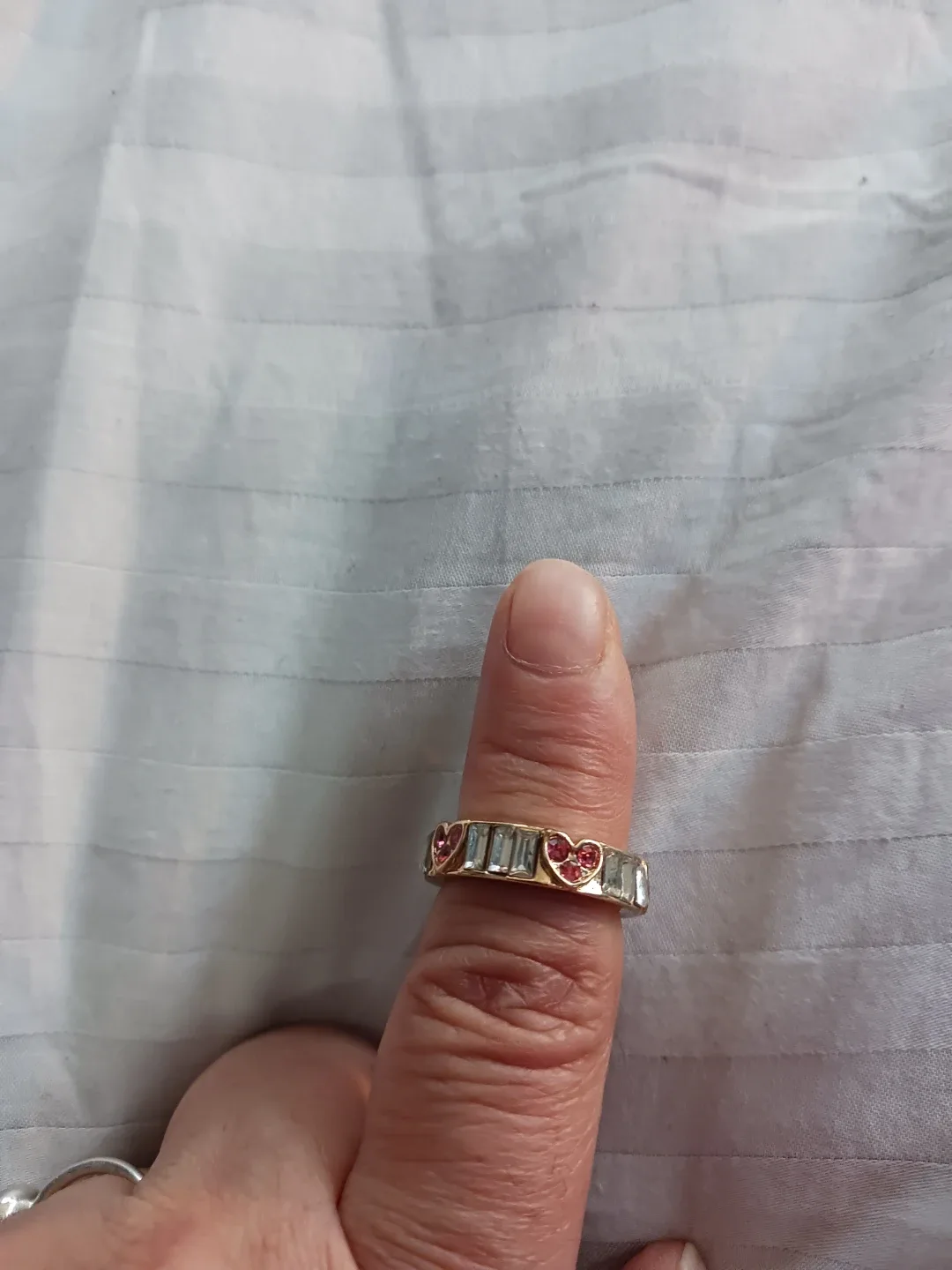 Gold Ring with Hearts and Stones