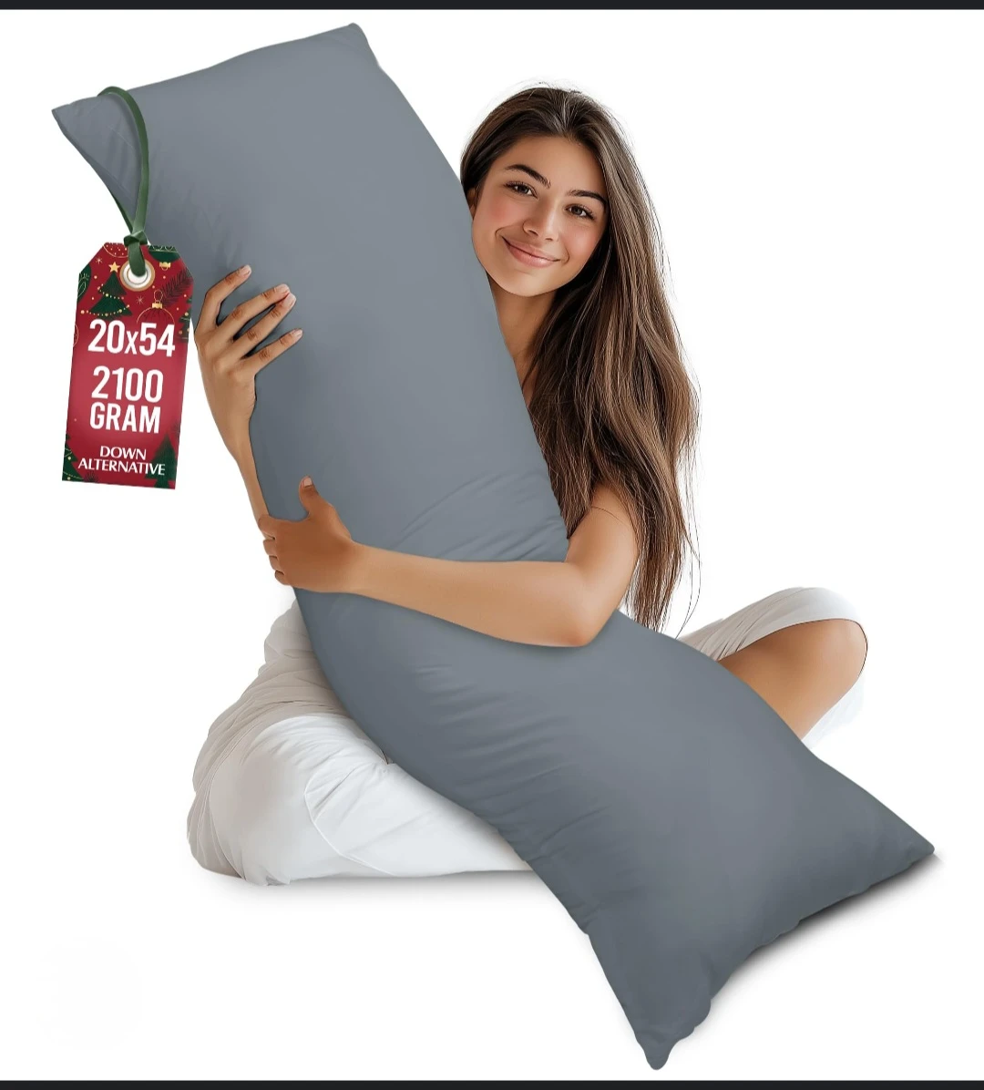Grey Body Pillow, 20x54 - photo 2