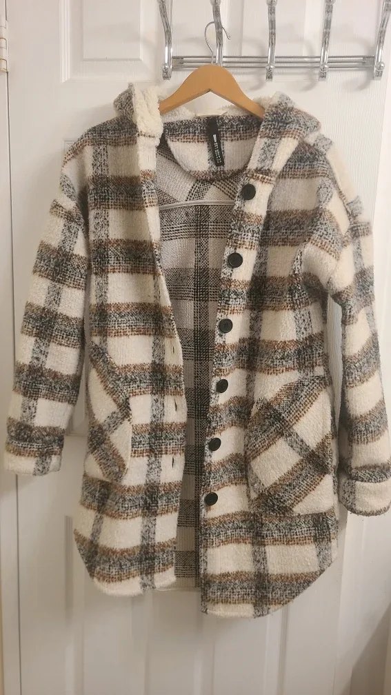 Design Lab Plaid Sherpa-Lined Coat XS