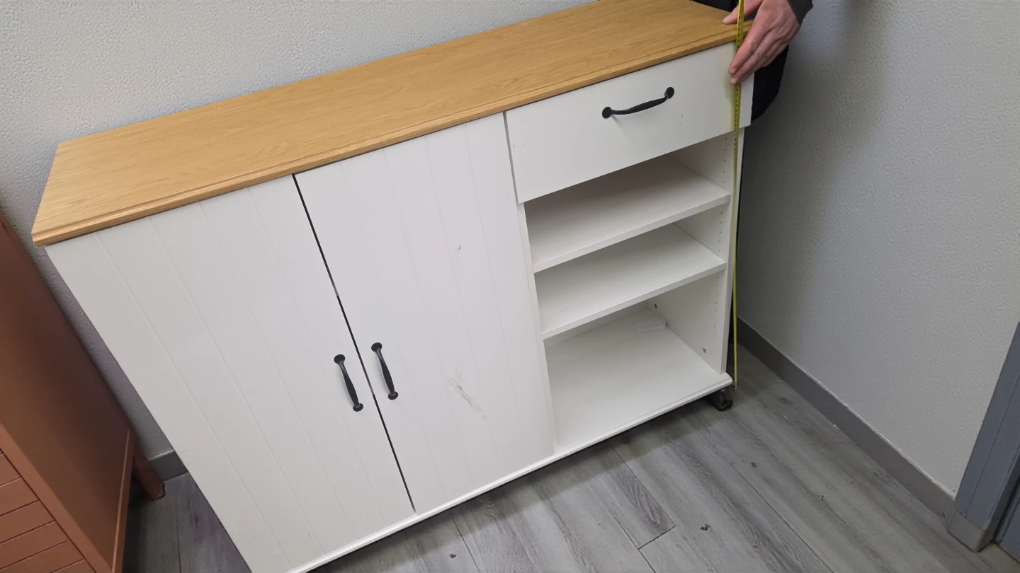 White Cabinet with Wood Top