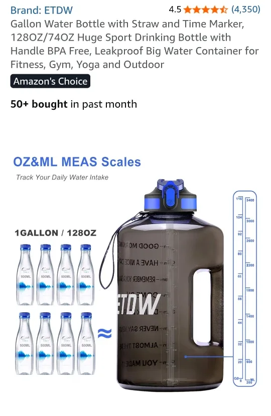 BuildLife 1 Gallon (3.78L) Sport Water Bottle #Cleanout image indicator(5)