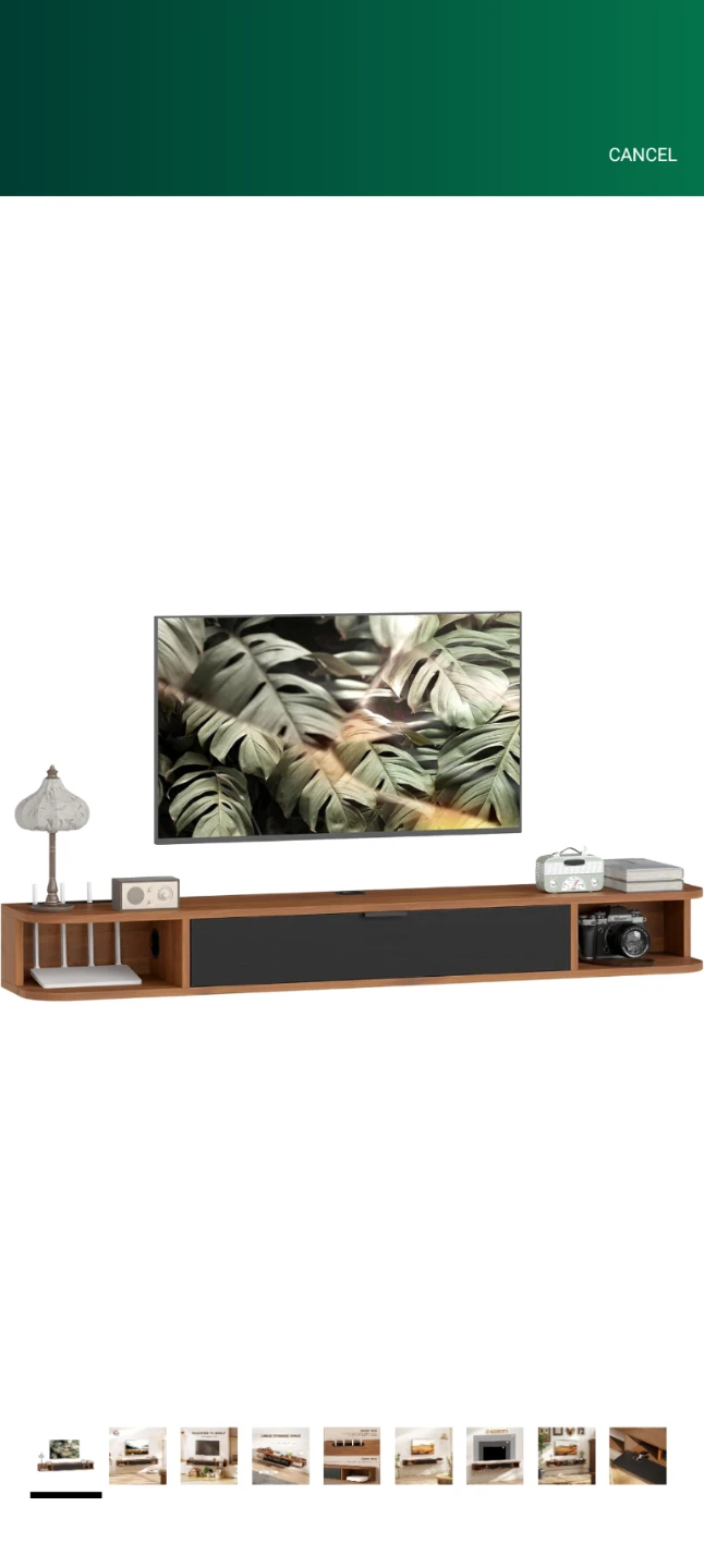 55" Floating TV Stand for TVs up to 60 Inch walnut color