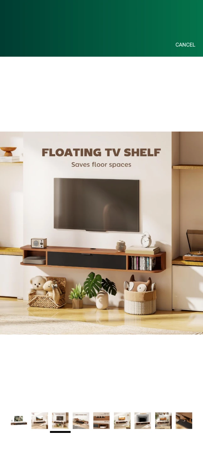 55" Floating TV Stand for TVs up to 60 Inch walnut color - photo 5
