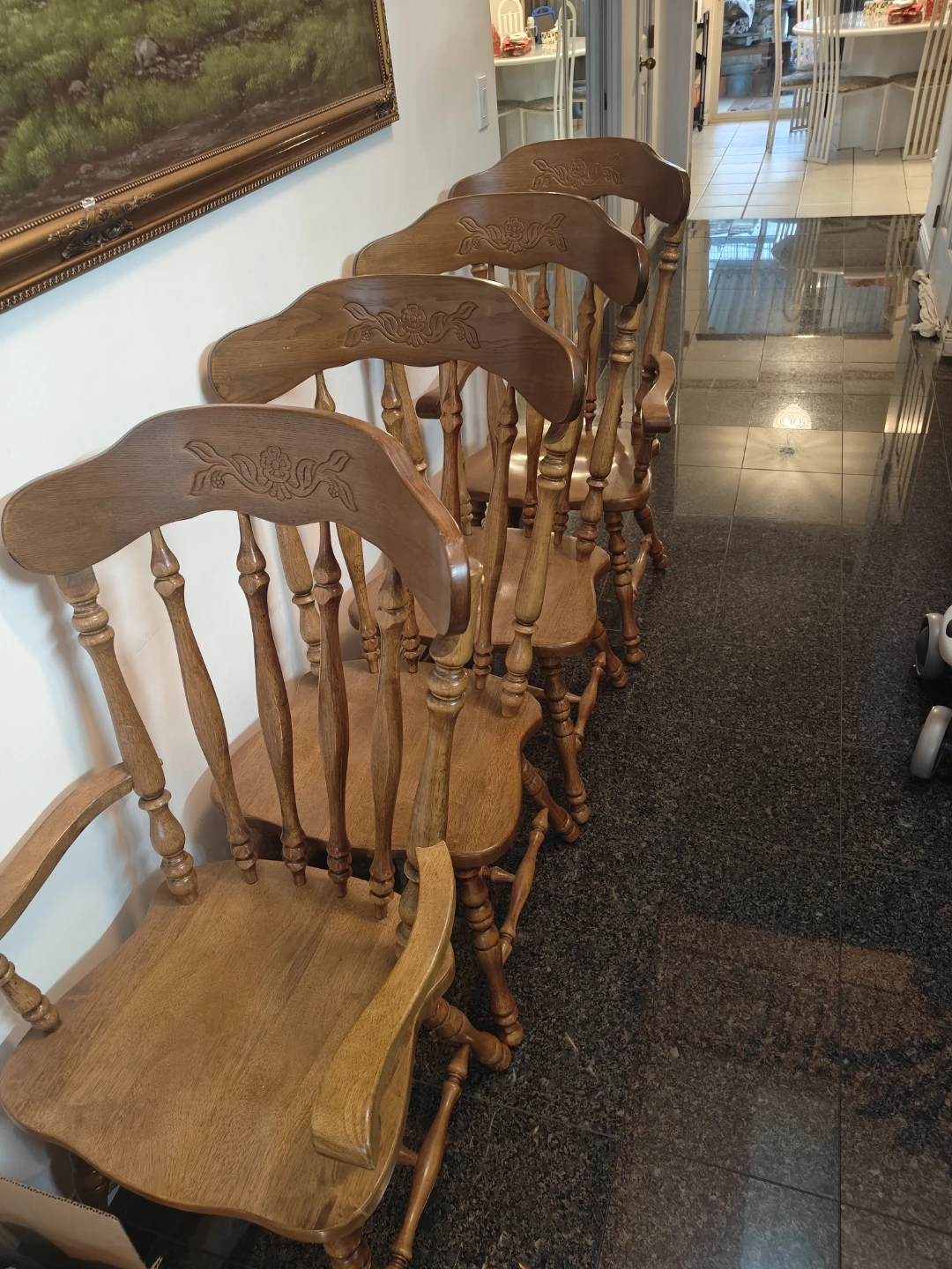Extendable Oak Dining Table with 6 Chairs - photo 4