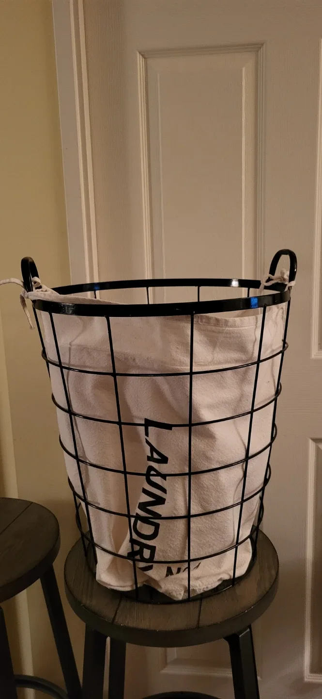 Laundry Basket - Black Wire Frame