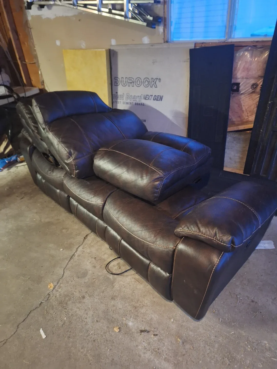 Brown Leather Reclining Sofa