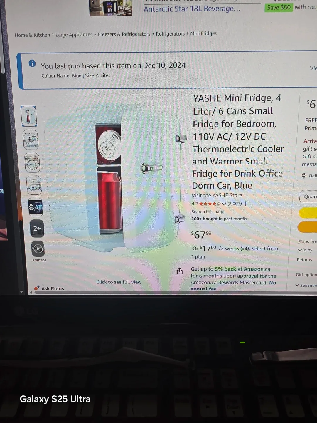 YASHE Mini Skincare Fridge - 4 Liter