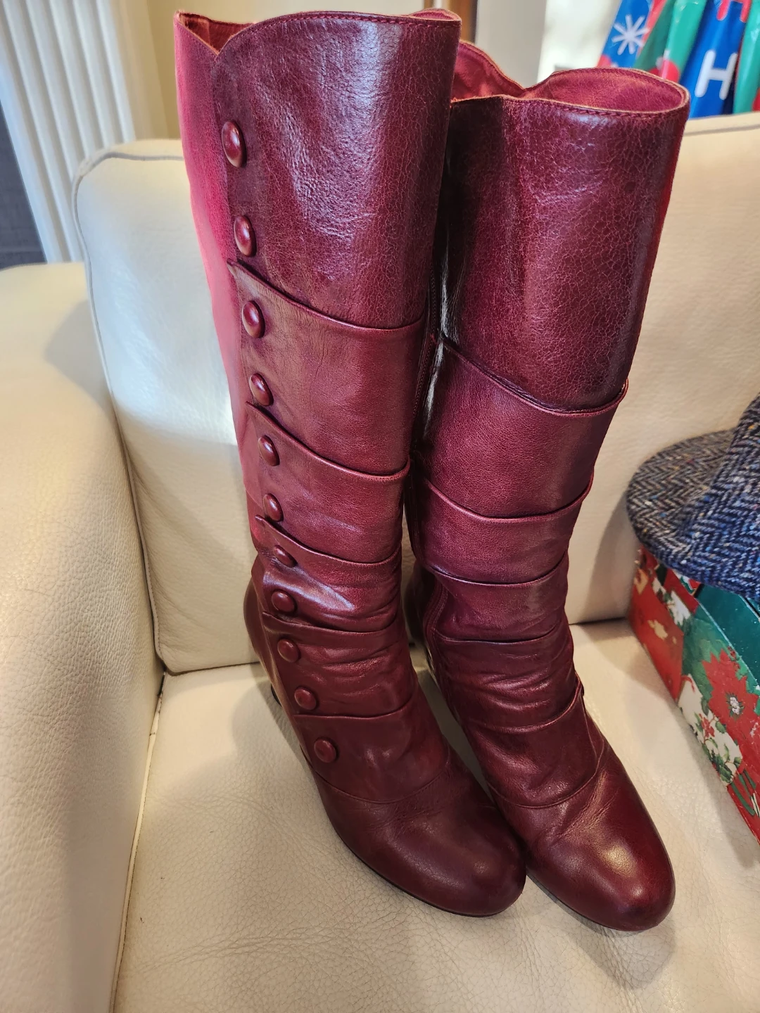 Vintage red knee high boots DARK COTTAGE CORE SIZE 10 - photo 3
