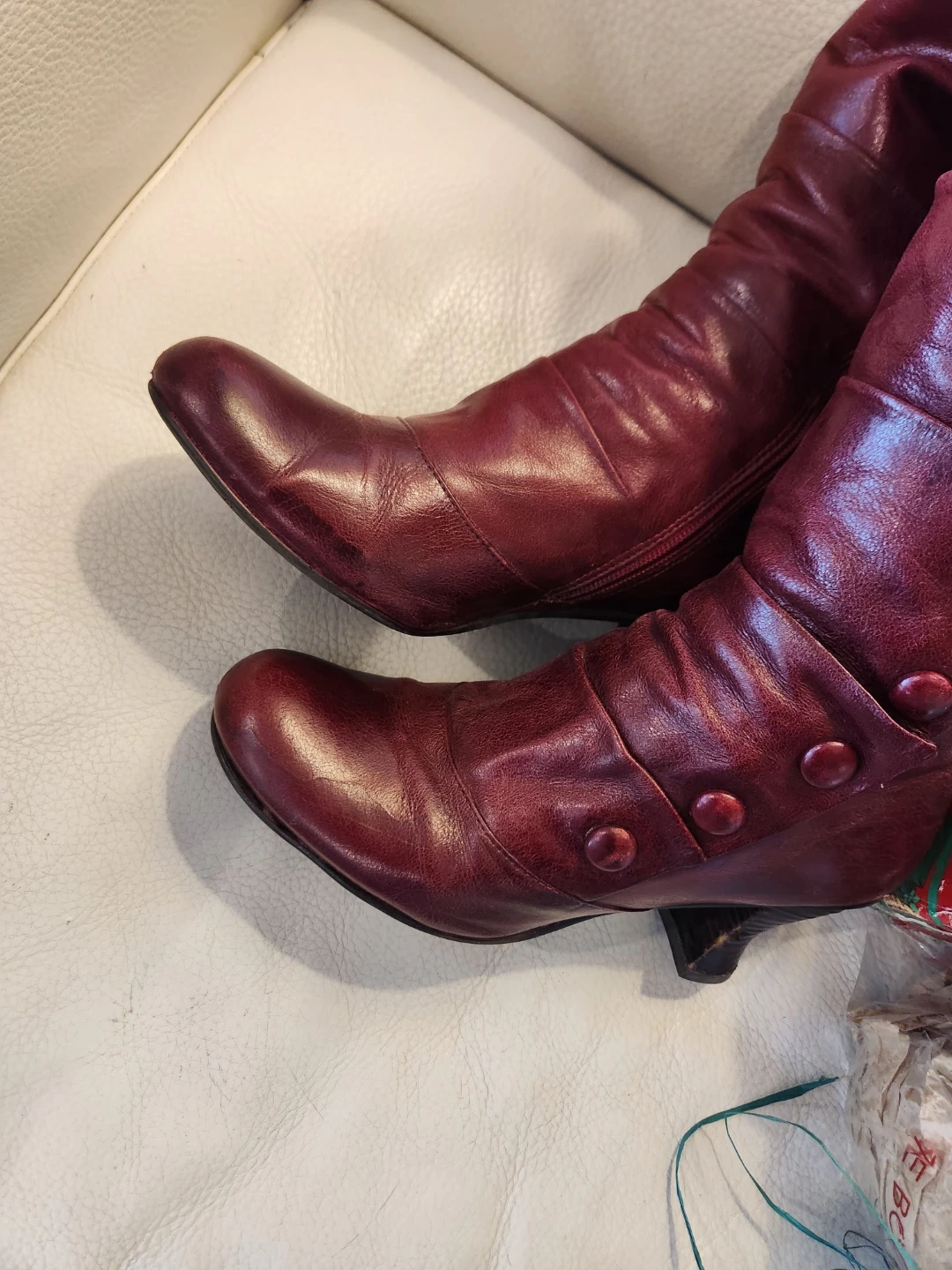 Vintage red knee high boots DARK COTTAGE CORE SIZE 10 - photo 5