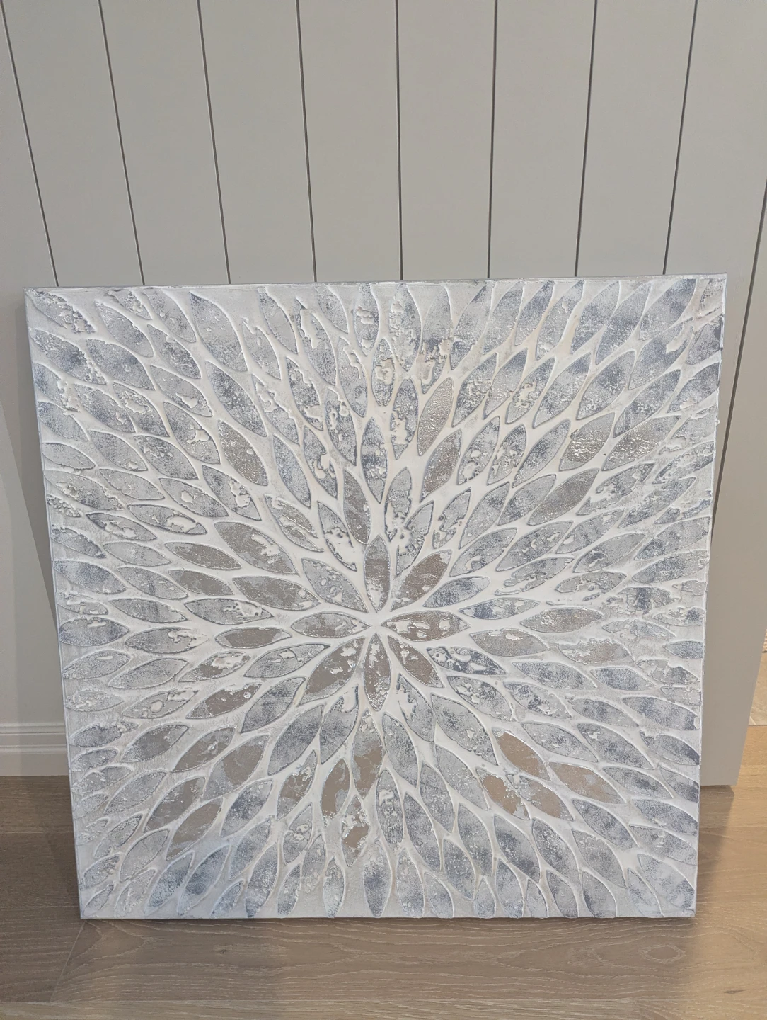 Silver & White Floral Wall Art