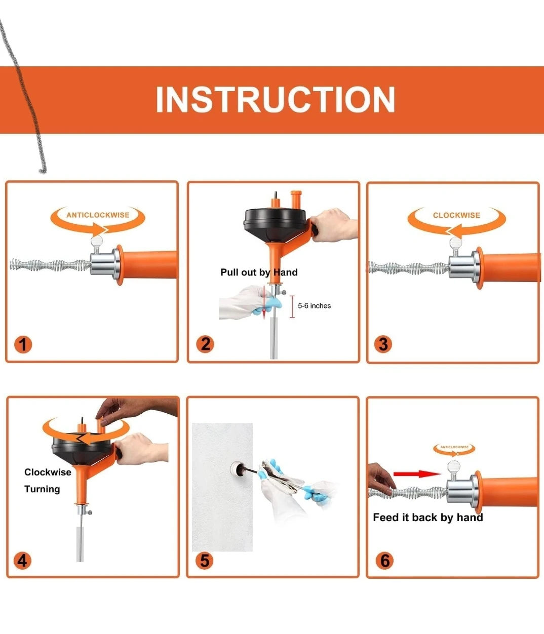 Drain Auger Plumbing Snake - Universal Fit - photo 2
