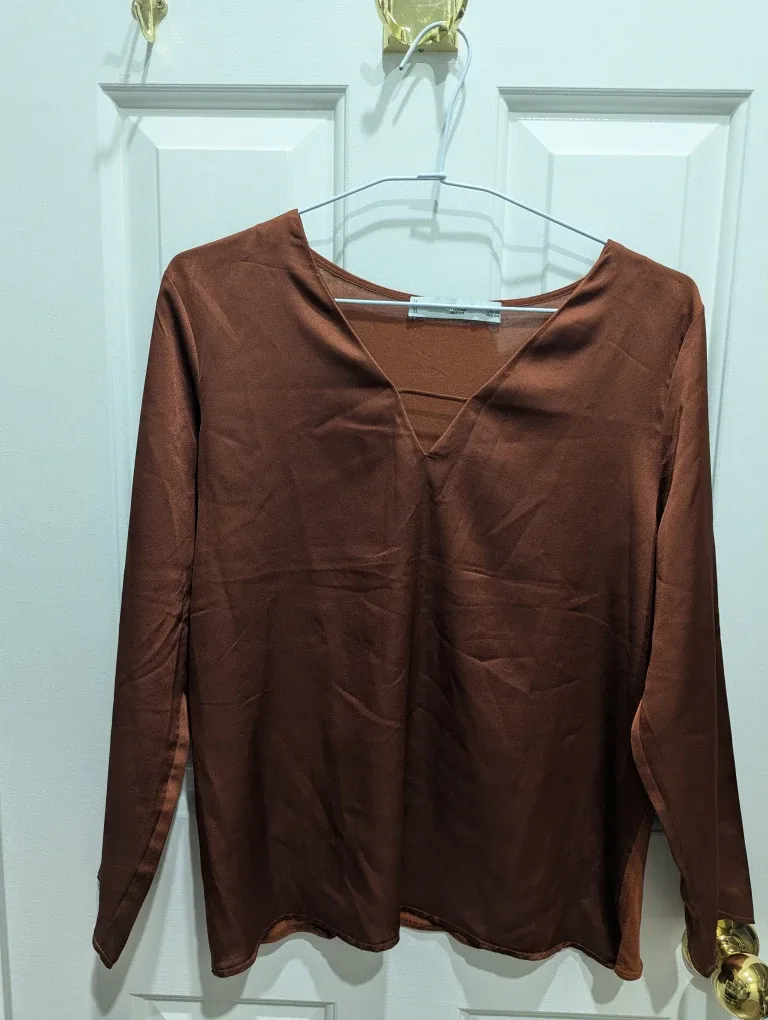 Mango Brown Long Sleeve Top - Size XS