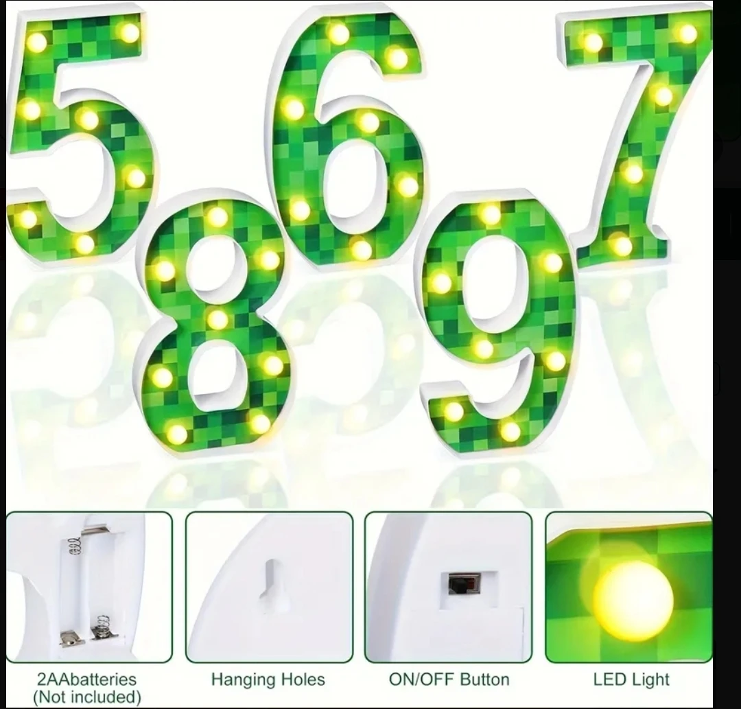 Minecraft themed light up 5 birthday decor - photo 2