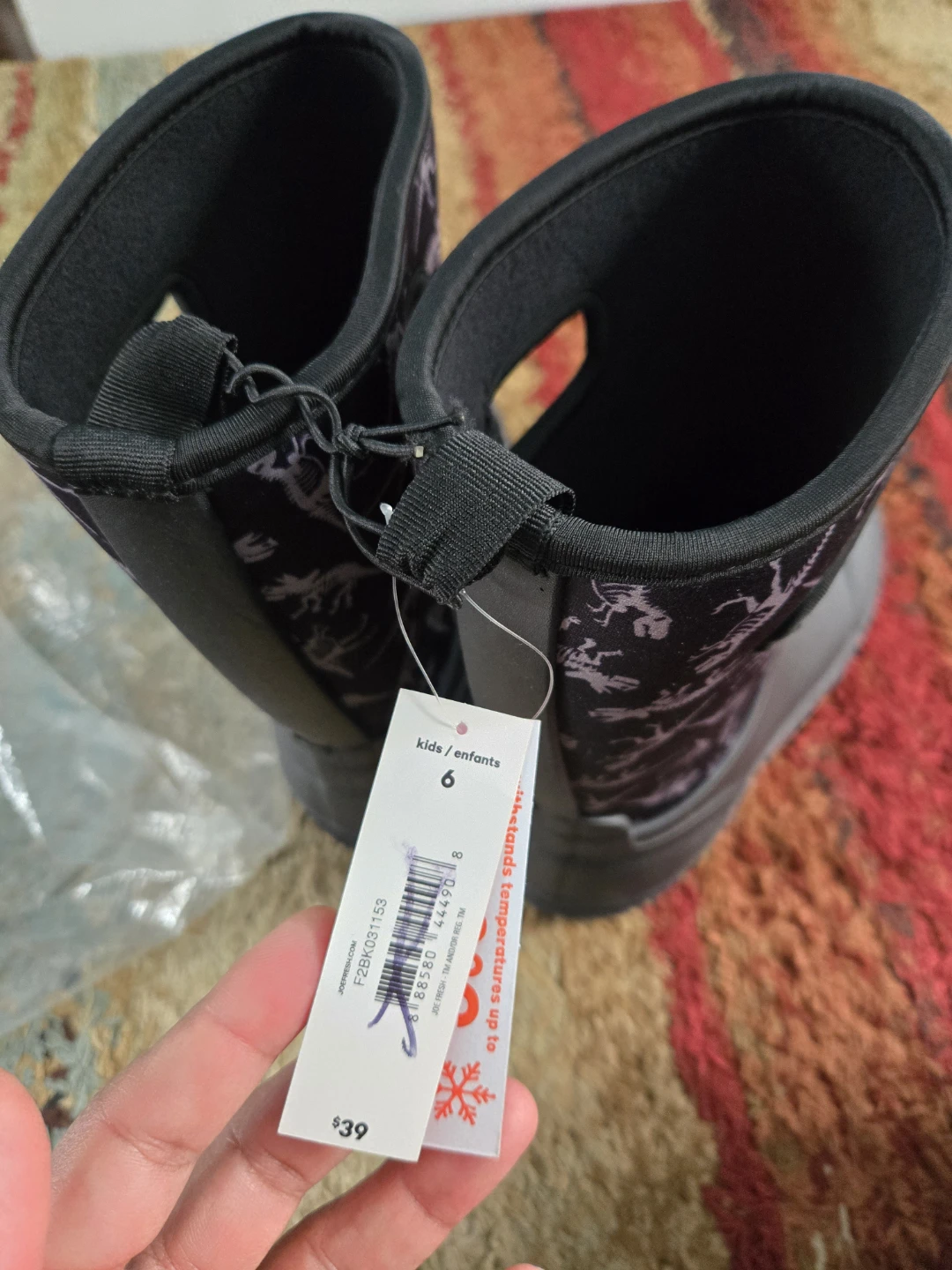 Kids Dinosaur winter Boots Size 6