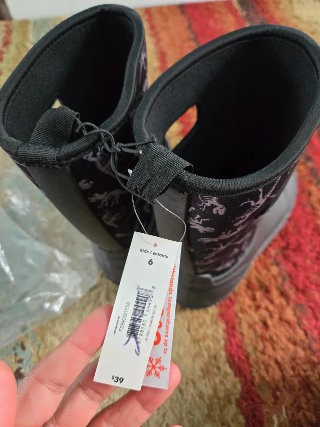 Kids Dinosaur winter Boots Size 6