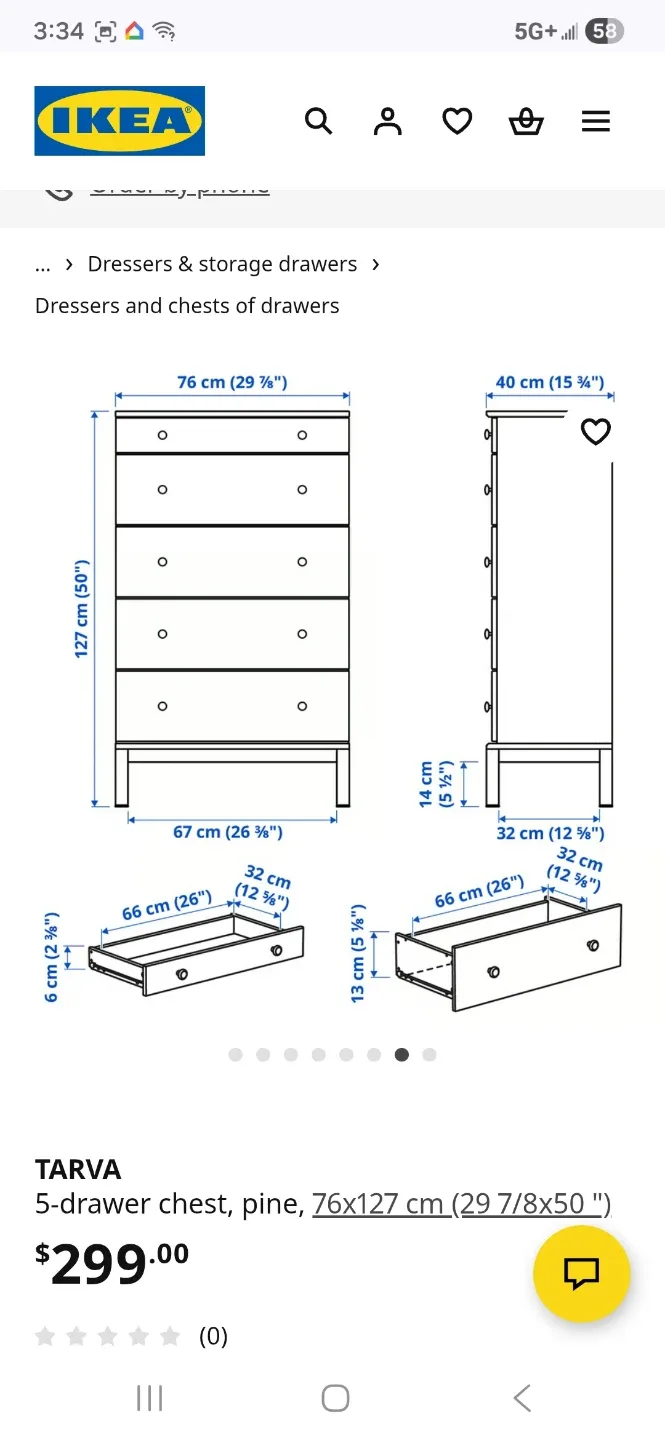 Excellent condition ikea tarva tall 5 drawer dresser. image indicator(10)